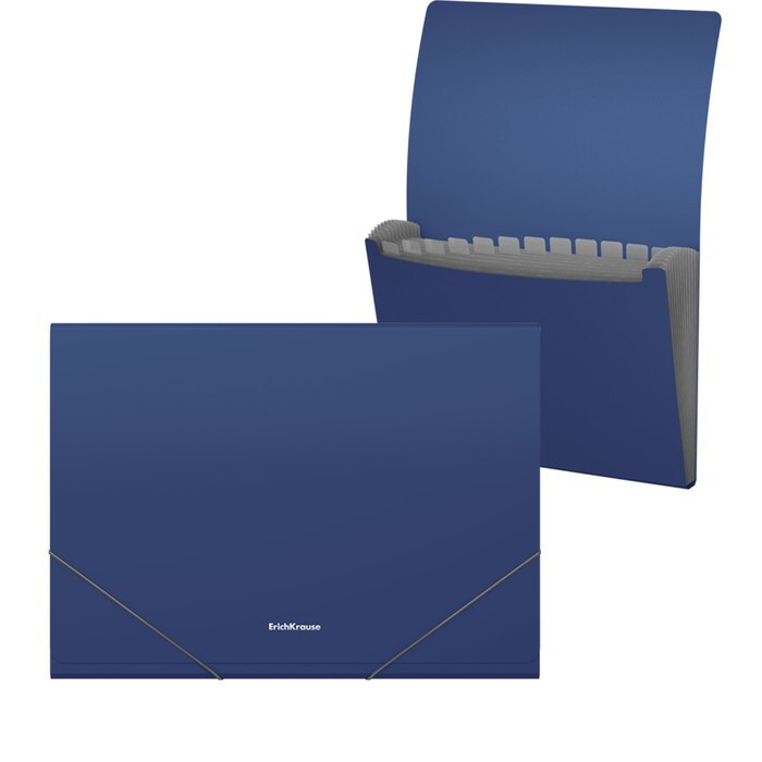 Папка-картотека на резинке A4, 12 отделов, ErichKrause Matt Classic, синяя  #1