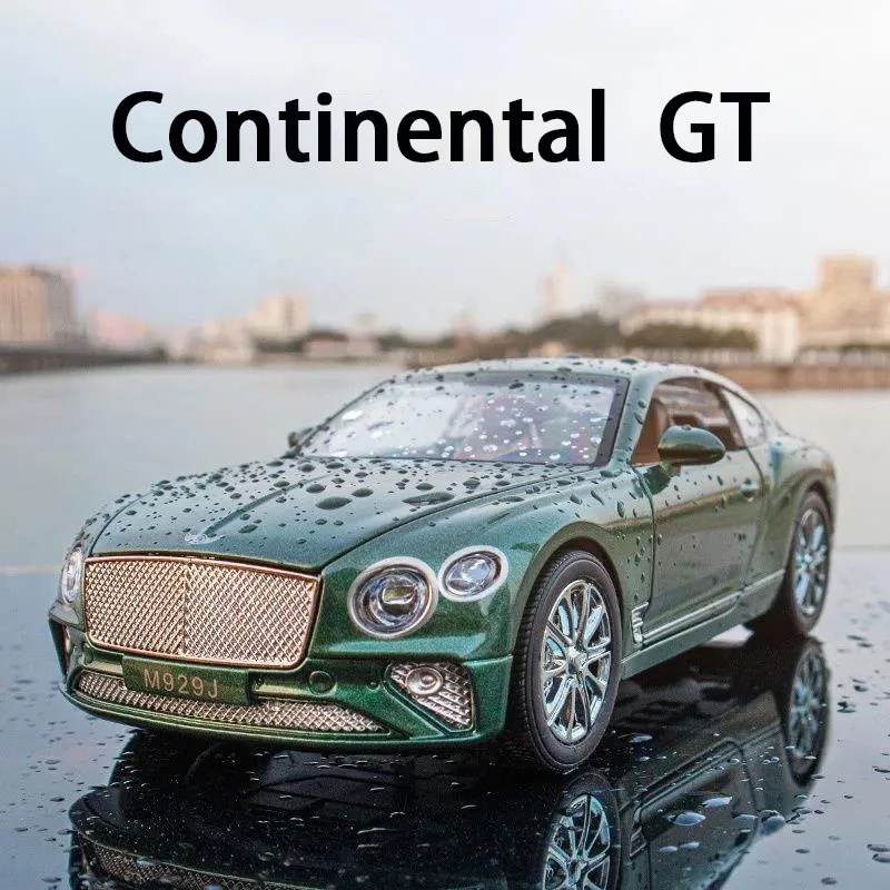 Металлическая инерционная машинка Bentley Continental GT зеленая, масштаб 1:24, длина 21 см., открываются #1