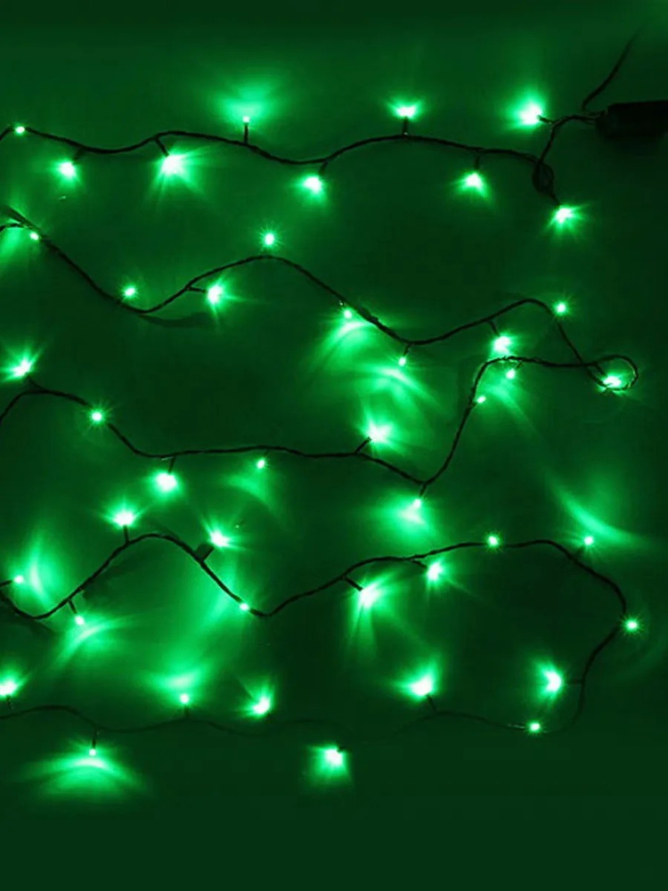 Гирлянда Нить, 50 LED зеленых ламп, 9м #1