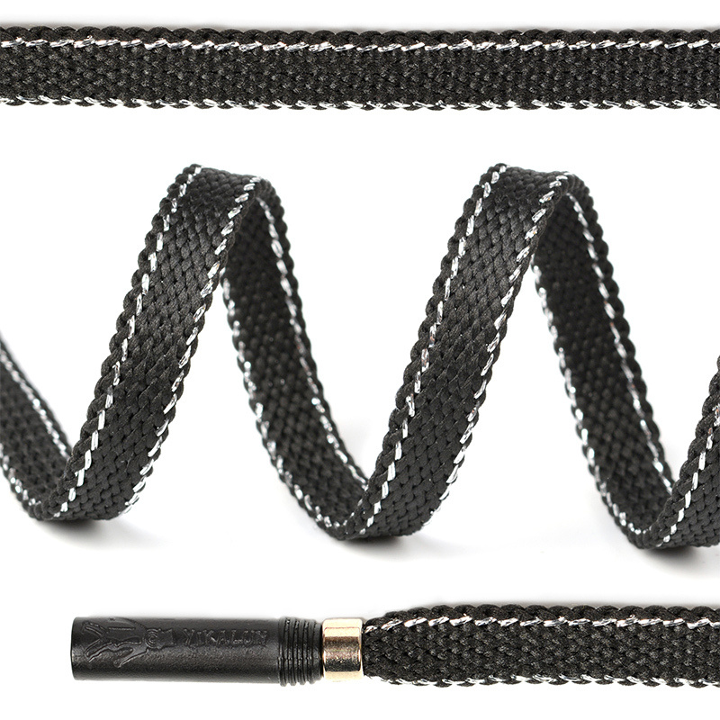 Шнурки плоские 8 мм длина 130 см черный/серебро упаковка 2 шт  #1
