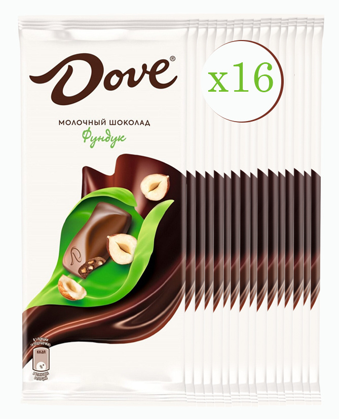 Молочный шоколад Dove, фундук, 16 шт по 90 г #1