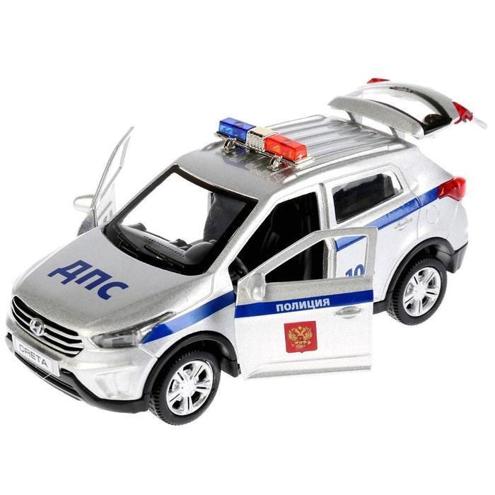 Машина металлическая Hyundai Creta "Полиция", 12 см, световые и звуковые эффекты, открываются двери  #1