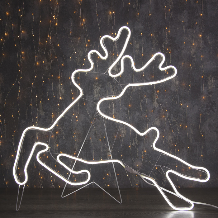 Неоновая фигура "Олень летящий", 70 х 70 см, 480 LED, 220 В, свечение белое / 3613118  #1