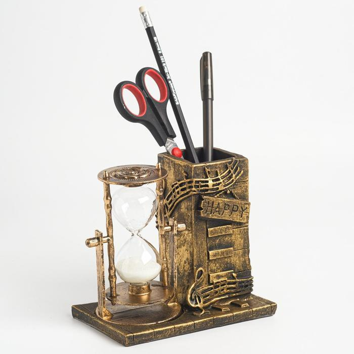 Песочные часы "Ноты", сувенирные, с карандашницей, 14,5 х 8 х 13 см  #1
