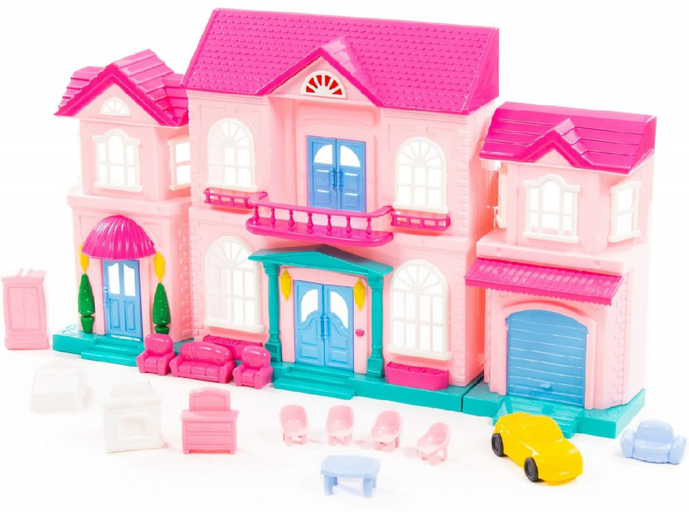 Кукольный домик "София" с набором мебели и автомобилем (14 элементов ...