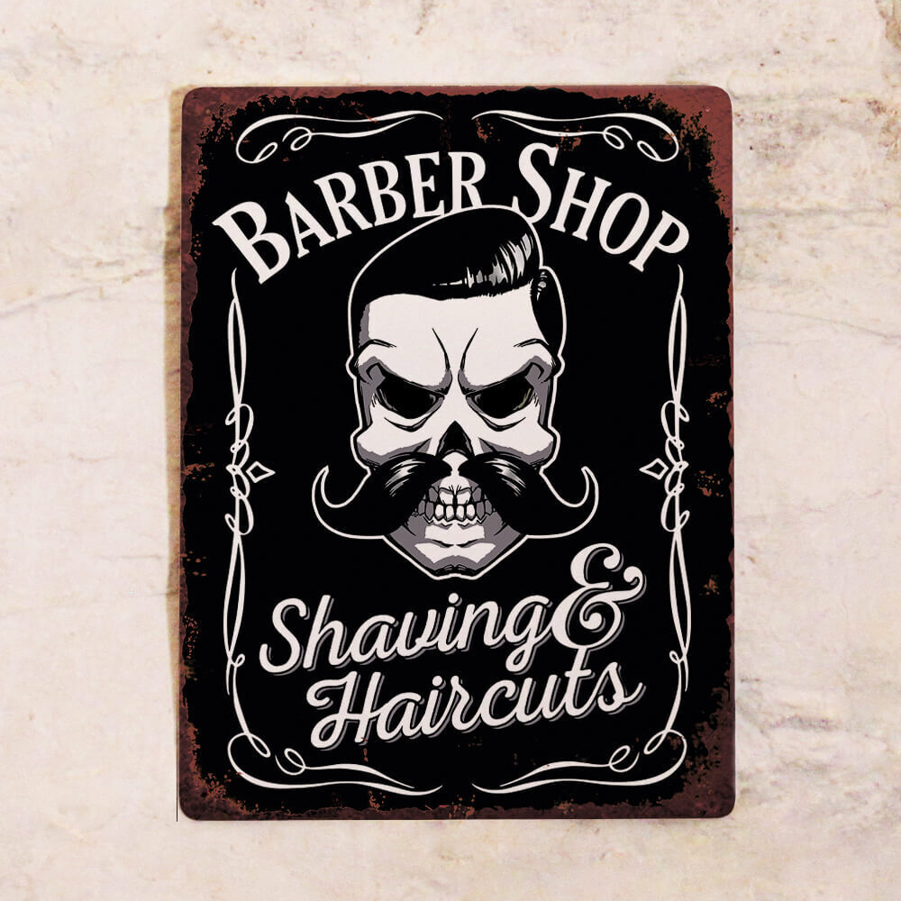 Жестяная табличка Shaving & Haircuts, металл, 15х22,5 см #1