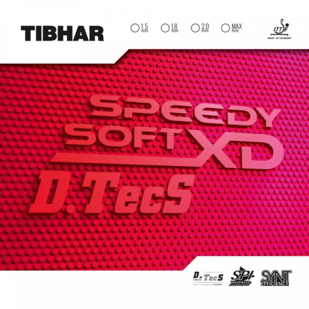 Накладка для ракетки настольного тенниса TIBHAR Speedy Soft XD D.TecS, Красный толщина губки max  #1