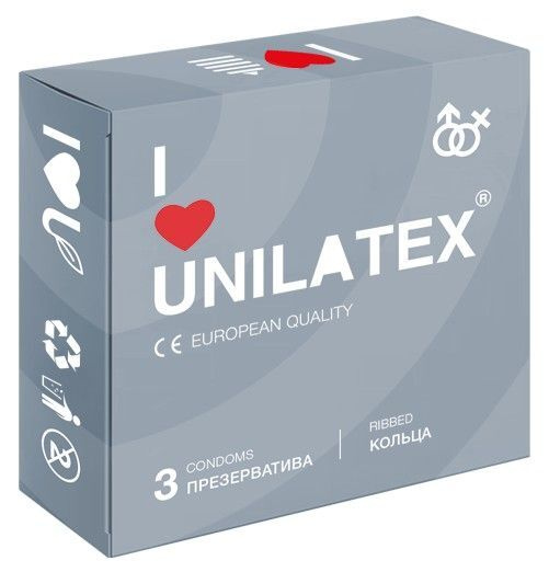 Презервативы с рёбрами Unilatex Ribbed - 3 шт. #1