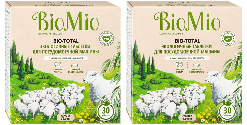 Таблетки BioMio Bio-Total 7 в 1 для посудомоечных машин с эфирным маслом эвкалипта 30 шт, 2 штуки в упаковке #1