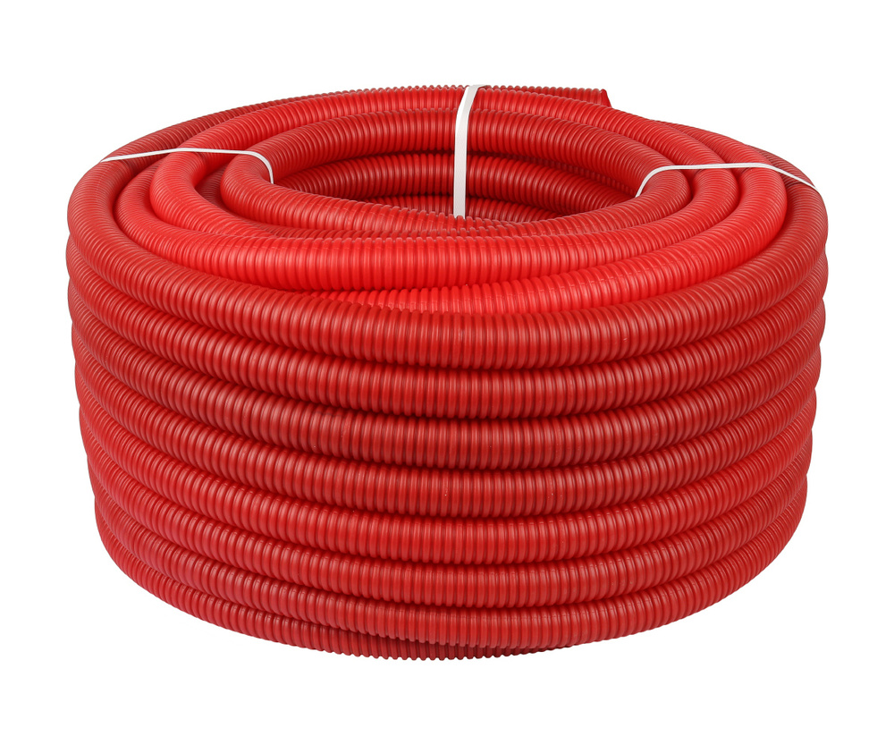Труба STOUT гофрированная ПНД, цвет красный, наружным диаметром 32 мм для труб диаметром 25 мм бухта #1