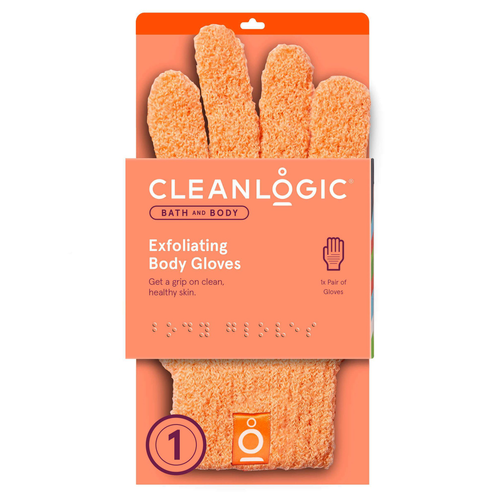 Cleanlogic Мочалка-перчатка для массажа и пилинга оранжевая, 2 шт.  #1