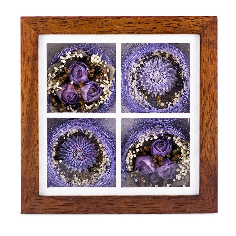 панно настенное цветы из сухоцветов в деревянной рамке со стеклом  #1