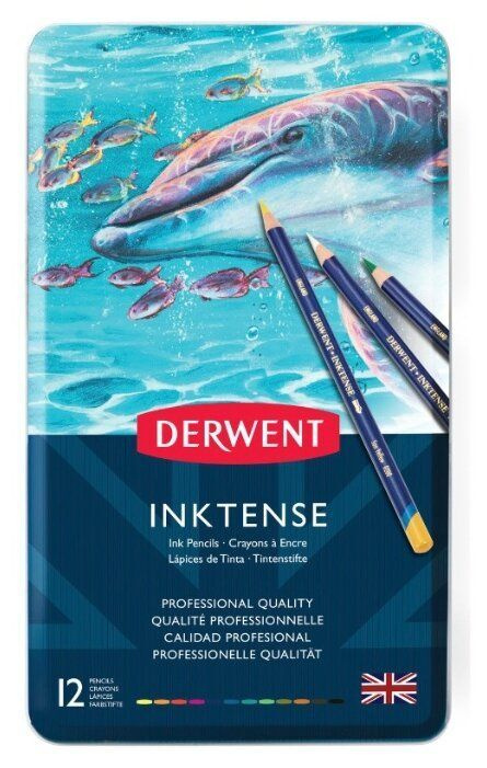 Набор карандашей чернильных Derwent "Inktense" 12 цв в металлической коробке  #1