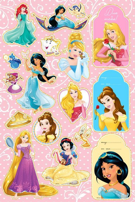 Наклейки для подарков Принцессы Дисней Disney, в пакете 2 листа с наклейками / 14,8х21см  #1