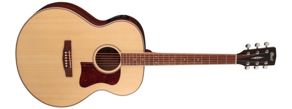 Электроакустическая гитара Cort CJ-MEDX NAT, Jumbo, верхняя дека ель, обечайка махогани, гриф махогани/мербау, #1