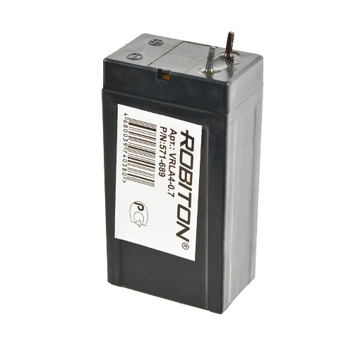 Свинцово-кислотный аккумулятор ROBITON VRLA4-0.7 ( 4V 0.7AH) для фонаря и др.  #1