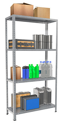 Стеллаж металлический окрашенный серый c усиливающими уголками 1500х300х750  #1