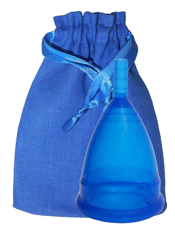 Менструальная чаша CupLee в льняном мешочке/цвет синий прозрачный/ размер L / Многоразовое средство женской #1