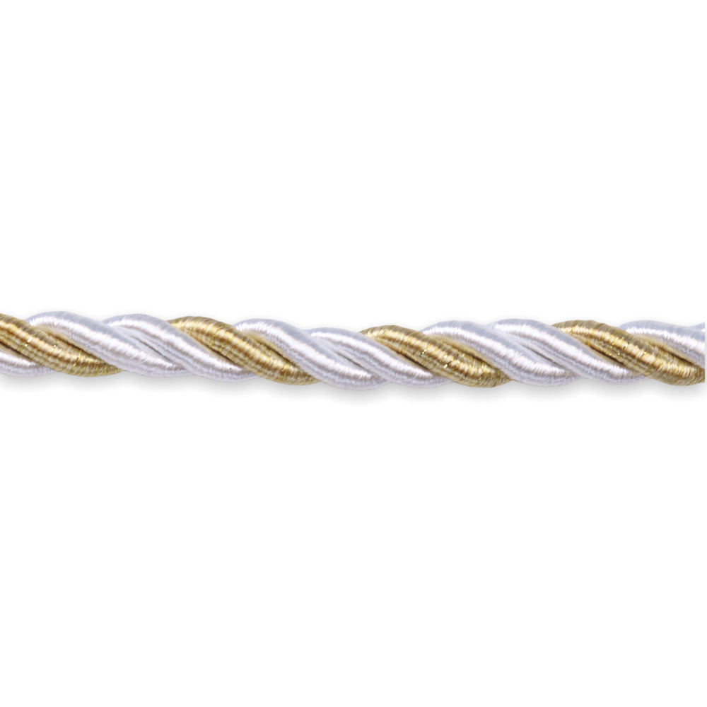 Шнур витой декоративный, диаметр 12мм, намотка 25 метров цвет белый-золото / декоративный шнур для натяжных #1