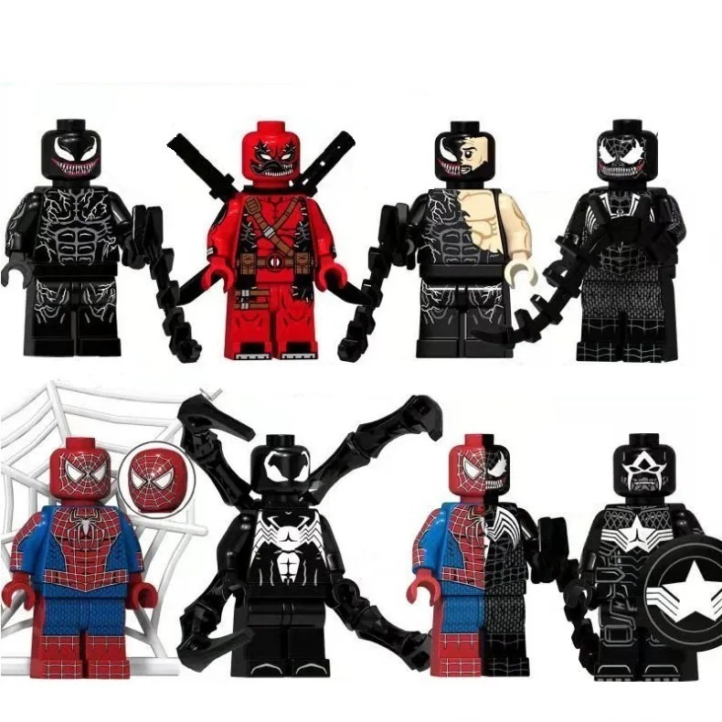 Набор минифигурок фигурок Человек Паук Веном / Venom совместимы с конструкторами лего 8шт (4.5см, пакет) #1
