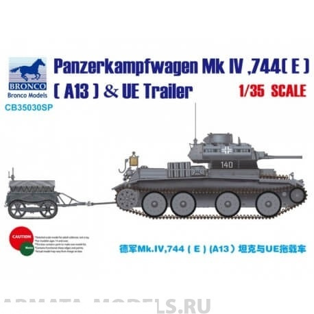 Сборная модель Bronco Models CB35030SP Танк Panzerksmpfwagen Mk IV 744(E) (A13) & UE Fuel Tank Trailer #1