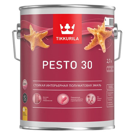 TIKKURILA PESTO 30 / Тиккурила Песто 30 эмаль стойкая, алкидная, универсальная, полуматовая, база A (2.7 #1