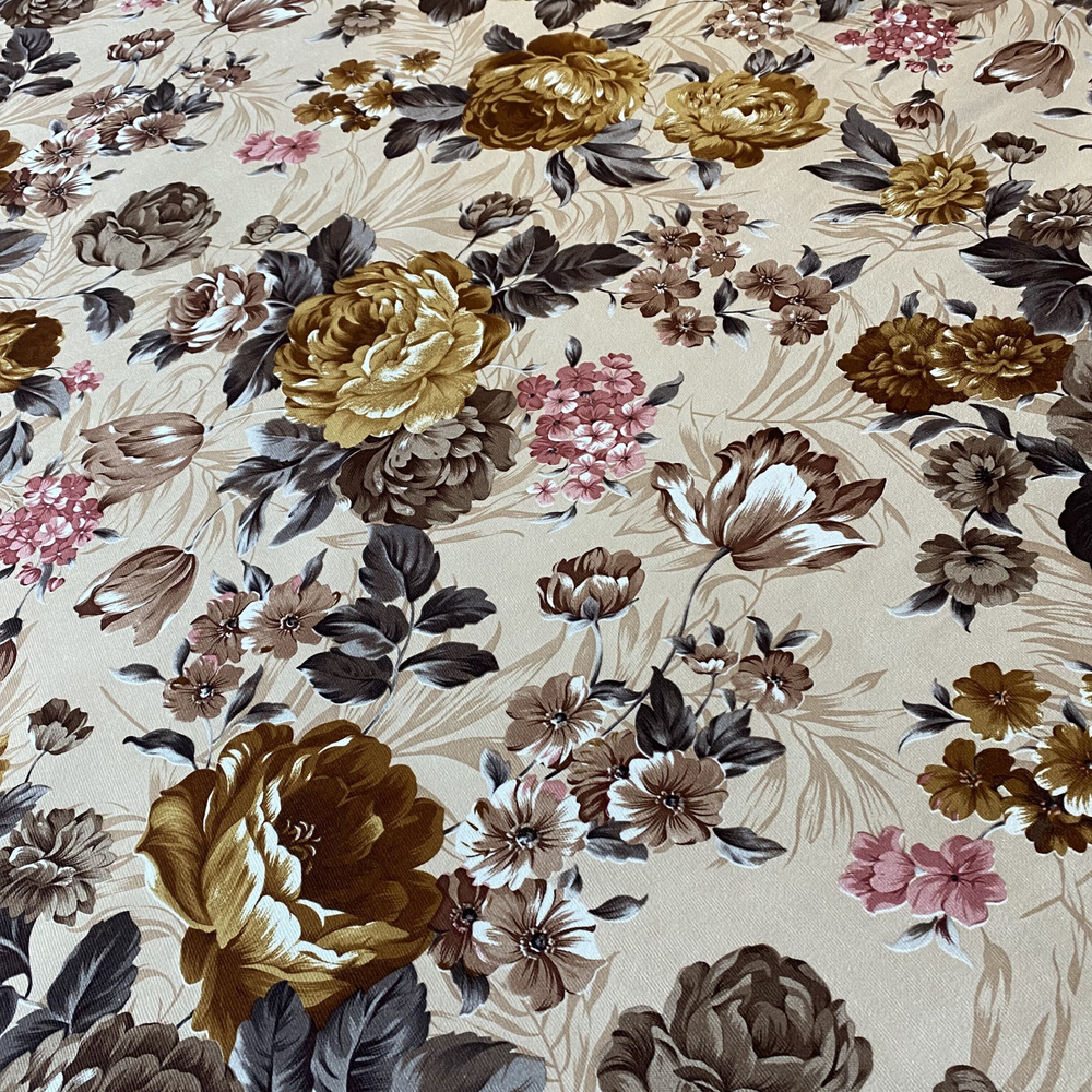 Мебельная ткань Mикровелюр с рисунком Цветы (M27-1) #1