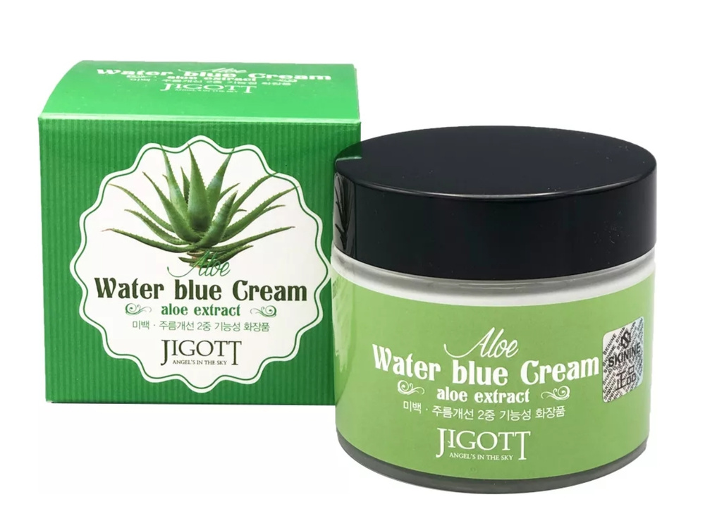 Jigott Aloe Water Blue Cream Увлажняющий крем для лица с экстрактом алоэ  #1