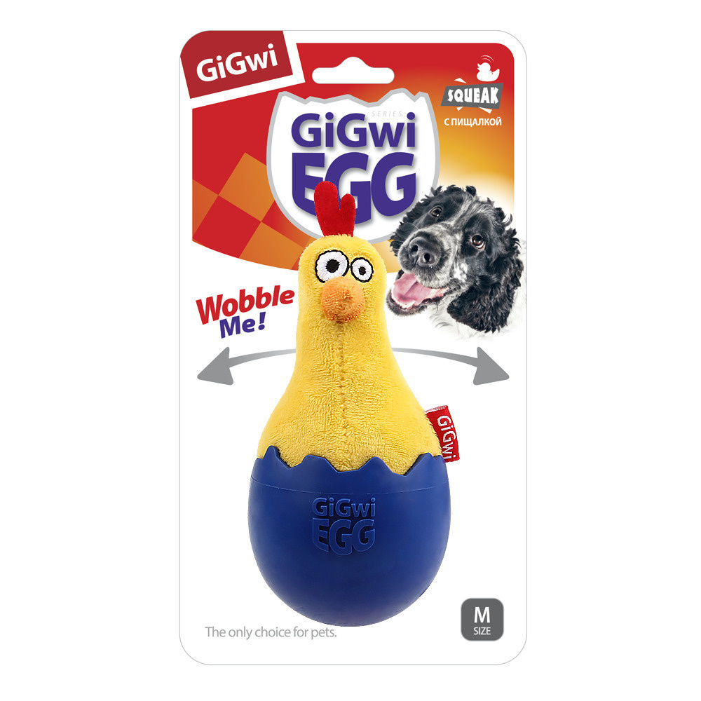 GiGwi Dog GiGwi EGG / Игрушка Гигви для собак Цыпленок неваляшка с пищалкой 14 см  #1