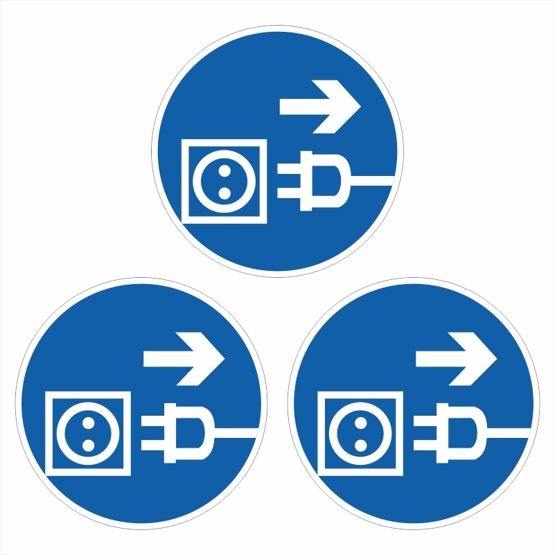 Знак-табличка M13 "Отключить Штепсельную Вилку" 100х100 мм из пластика толщиной 3 мм 3 шт ПолиЦентр  #1