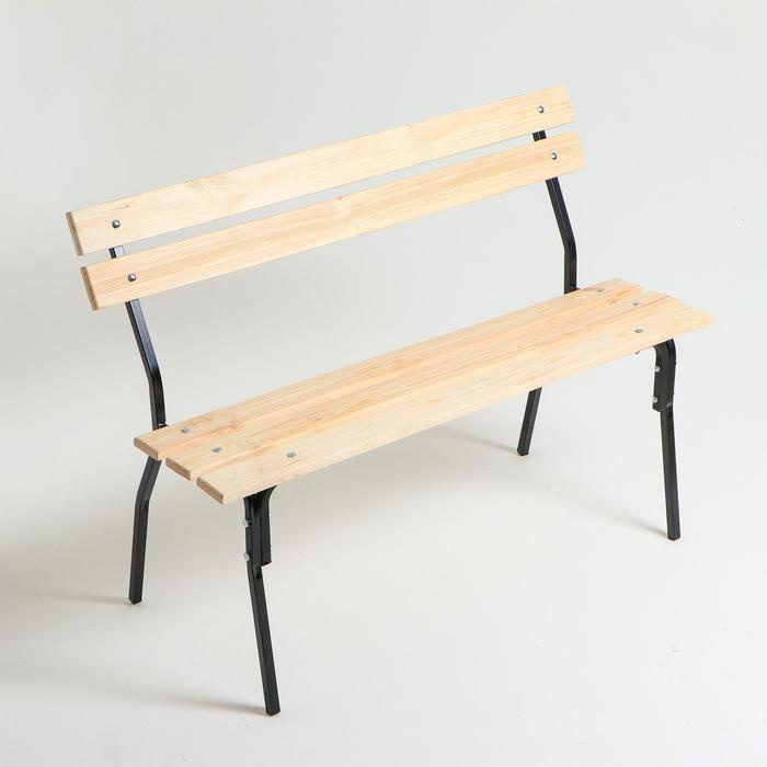 Садовая скамейка "Хит" деревянная со спинкой, металлические ножки, 1.2х0.33х0.45 м, уличная  #1