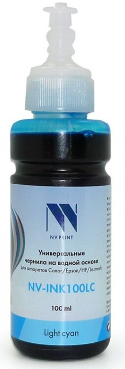 Комплект 6 шт, Чернила NV-INK100U Light Cyan универсальные на водной основе для аппаратов Сanon/Epson/НР/Lexmark #1