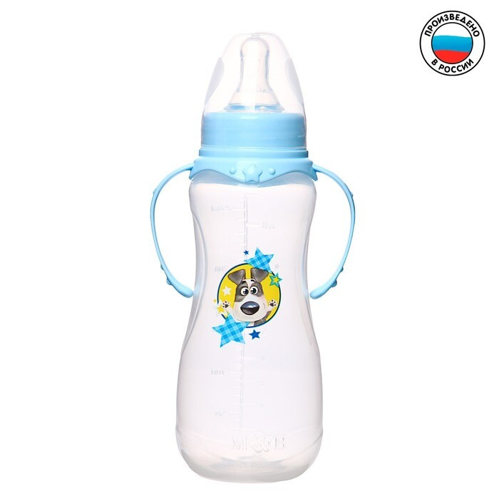 Бутылочка для кормления "Собачка Джекки" детская приталенная, с ручками, 250 мл, от 0 мес., цвет голубой #1