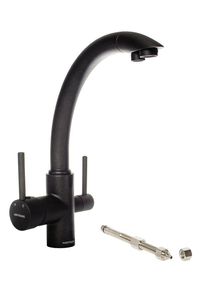 Смеситель для кухни HOFFNUNG HFG-86015 с возможностью подключения фильтра питьевой воды Черный  #1