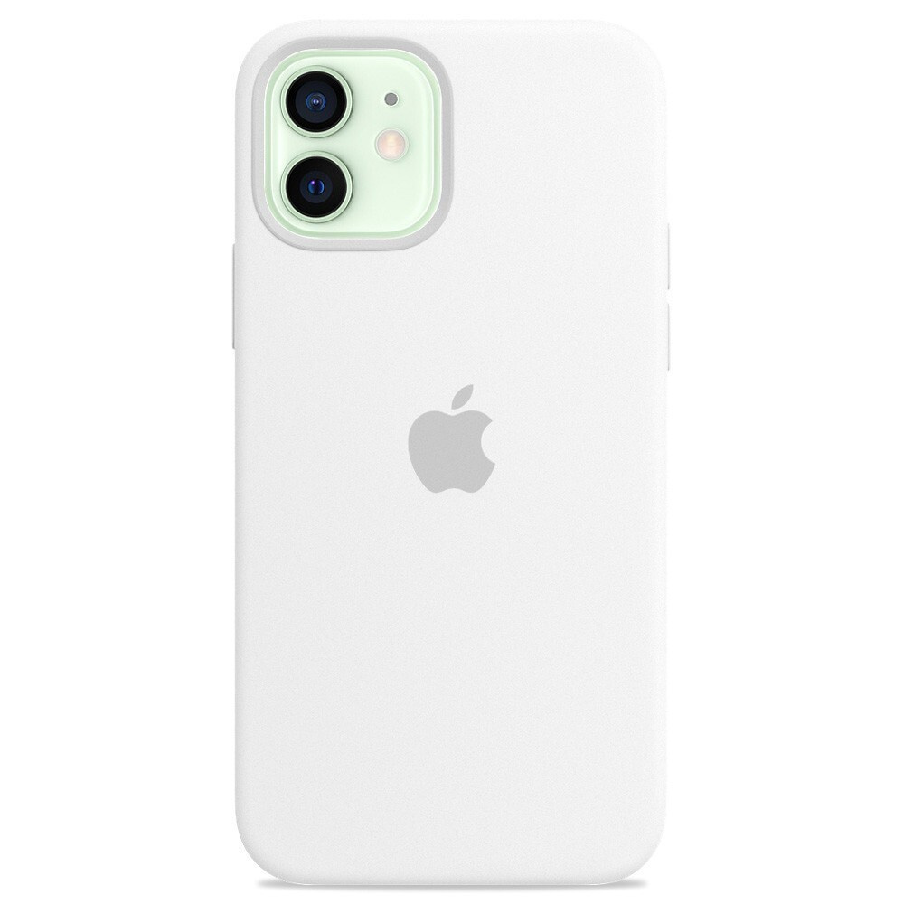 Силиконовый чехол для смартфона Silicone Case на iPhone 12 / Айфон 12 с логотипом, белый  #1