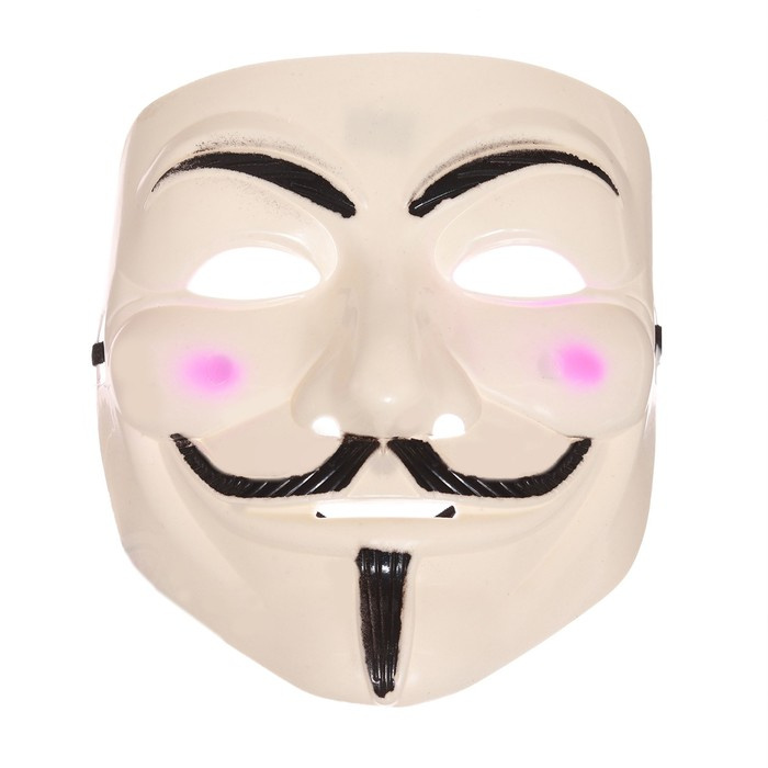 Карнавальная маска анонимуса "Гай Фокс" вендетта, цвет белый  #1