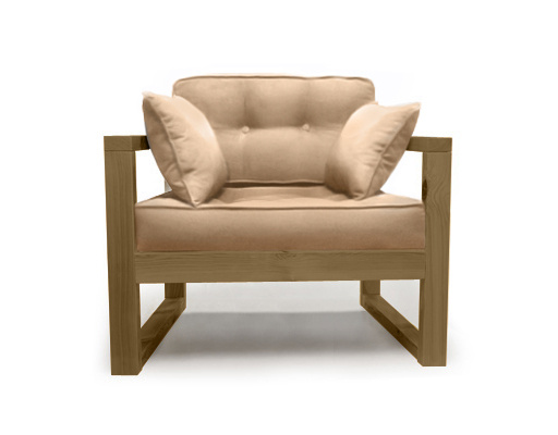 Кресло Диван - кресло одноместный DEmoku Экокожа Д-1 ЭТБ-С (ткань - экокожа - бежевый, деревянный каркас #1