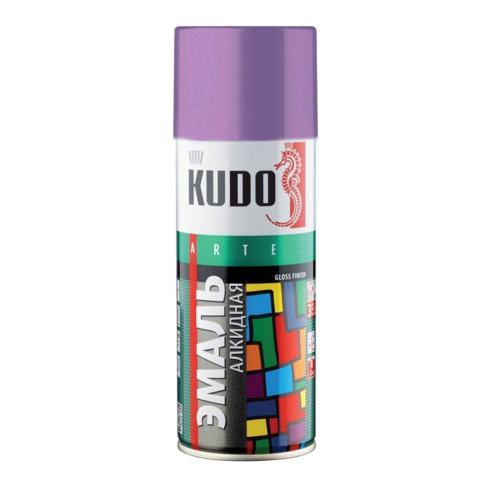 Аэрозольная краска в баллончике KUDO, алкидная, быстросохнущая, глянцевое покрытие, сиреневый RAL 4005, #1