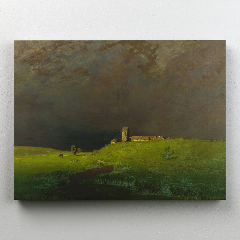 Интерьерная картина на холсте, репродукция "После дождя - Архип Куинджи" размер 30x22 см  #1