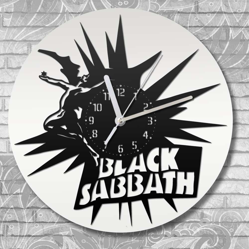 Настенные часы деревянные бесшумные музыка black sabbath блэк саббаф - 534  #1