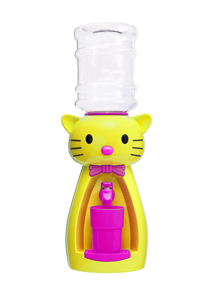 Кулер детский для воды Капелька "Кошка" желтый, розовый #1