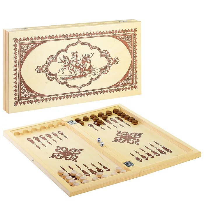 Настольная классическая игра для детей и взрослых "Нарды" большие подарочные, деревянная доска и фишки #1