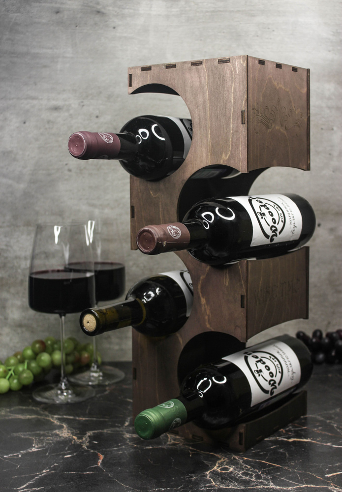 Подставка для бутылок деревянная, винный бар, полка для вина серая ...