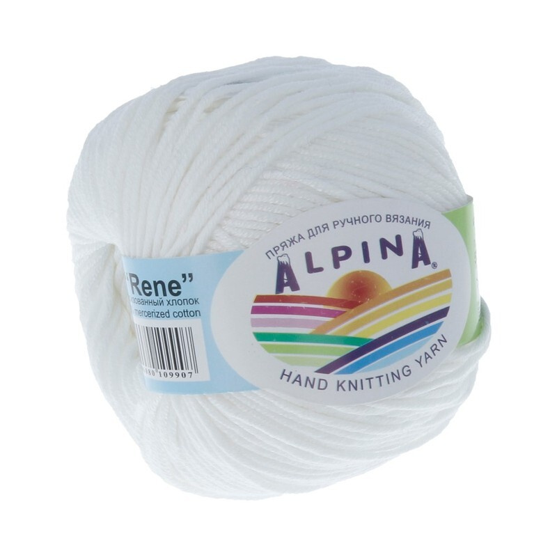 Пряжа Rene Alpina цвет 002 белый, 4шт*(105м/50г), 100% мерсеризованный хлопок  #1