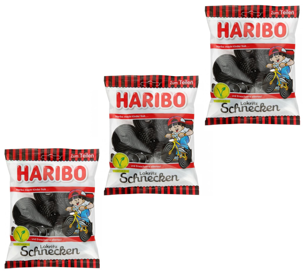 Haribo Lakritz Schnecken Конфеты жевательные Лакричные улитки с лакрицей 200 г, 3 упаковки  #1