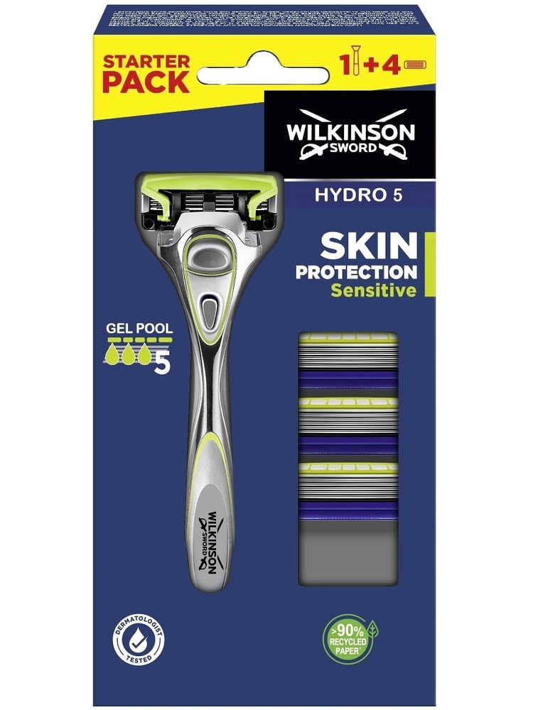 Wilkinson Sword Hydro 5 Skin Protection Sensitive / Бритвенный мужской станок, станок с 4 кассетами. #1