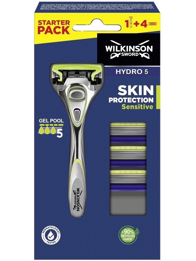 Wilkinson Sword Hydro 5 Skin Protection Sensitive / Подарочный бритвенный набор, мужской станок с 4 кассетами. #1