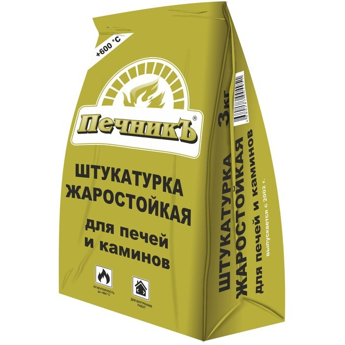 Штукатурка жаростойкая для печей и каминов "Печникъ" 3,0 кг  #1