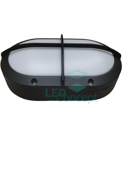 Ecola Уличный светильник GX53 LED B4148S накладной IP65 матовый Овал с решеткой алюминий_Черный , GX53 #1