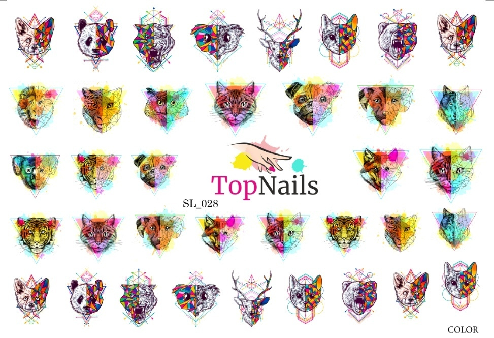 Top Nails / Наклейки для ногтей / Слайдеры для маникюра / На любой фон / Символы / Звери  #1
